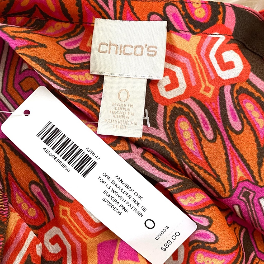 CHICO’S•one shoulder Zanzibar top S NWT - Picture 6 of 7